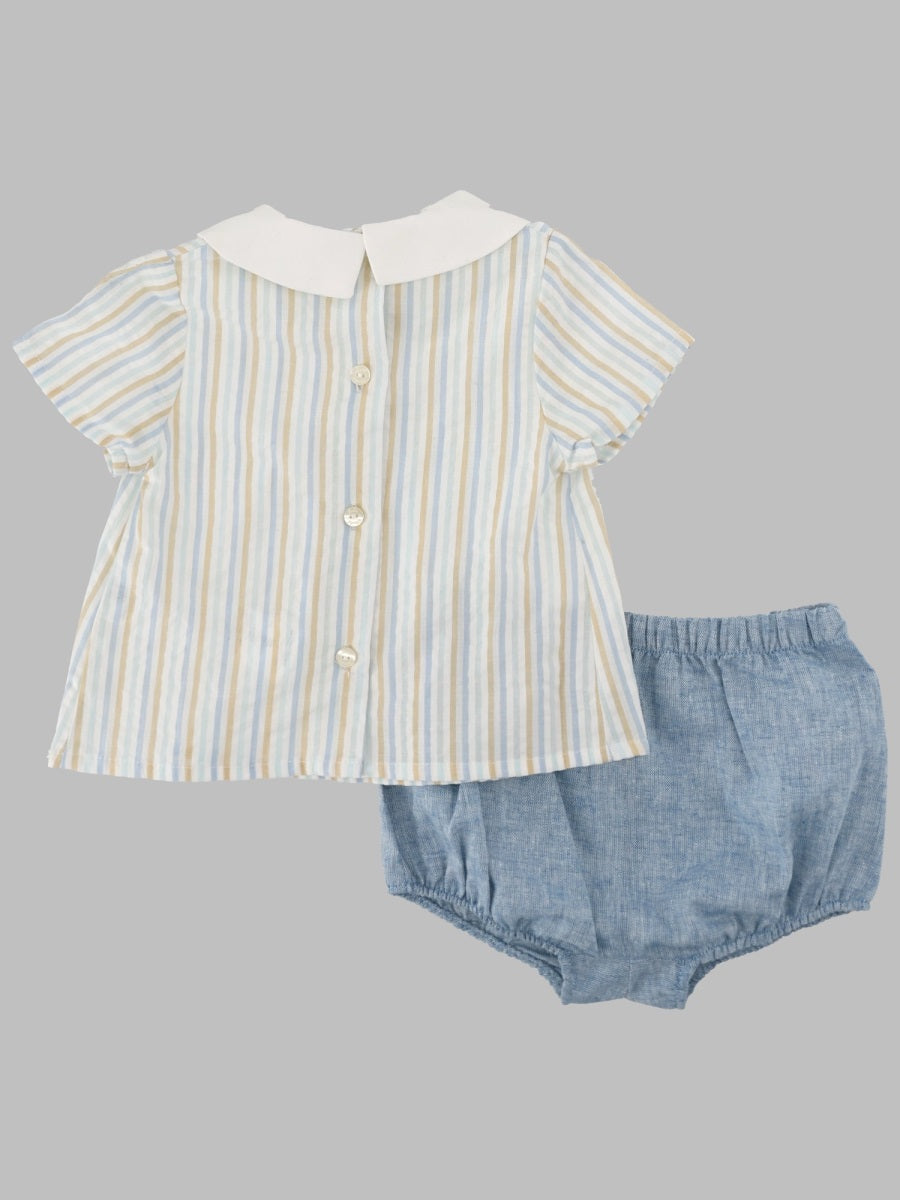 Tartine Et Chocolat Blouse and Shorts Set — Blue, view 2