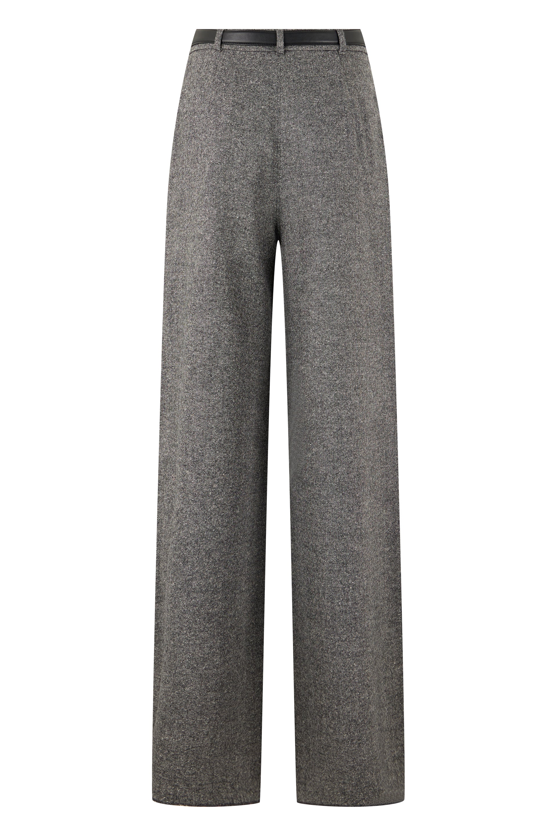 Max Mara Studio Virgin Wool Wide-Leg Trousers — Gray, view 2