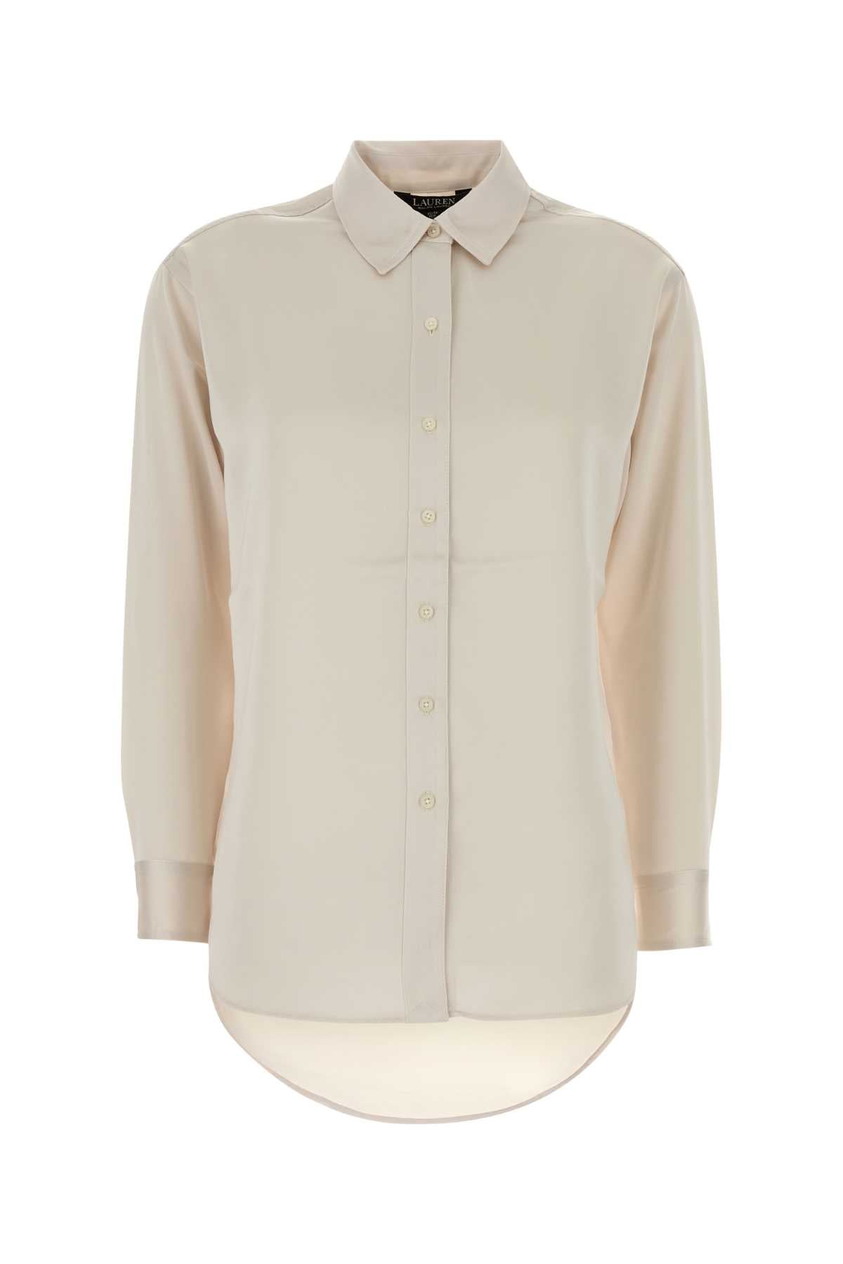 Lauren Ralph Lauren Satin Shirt — Beige by Lauren Ralph Lauren