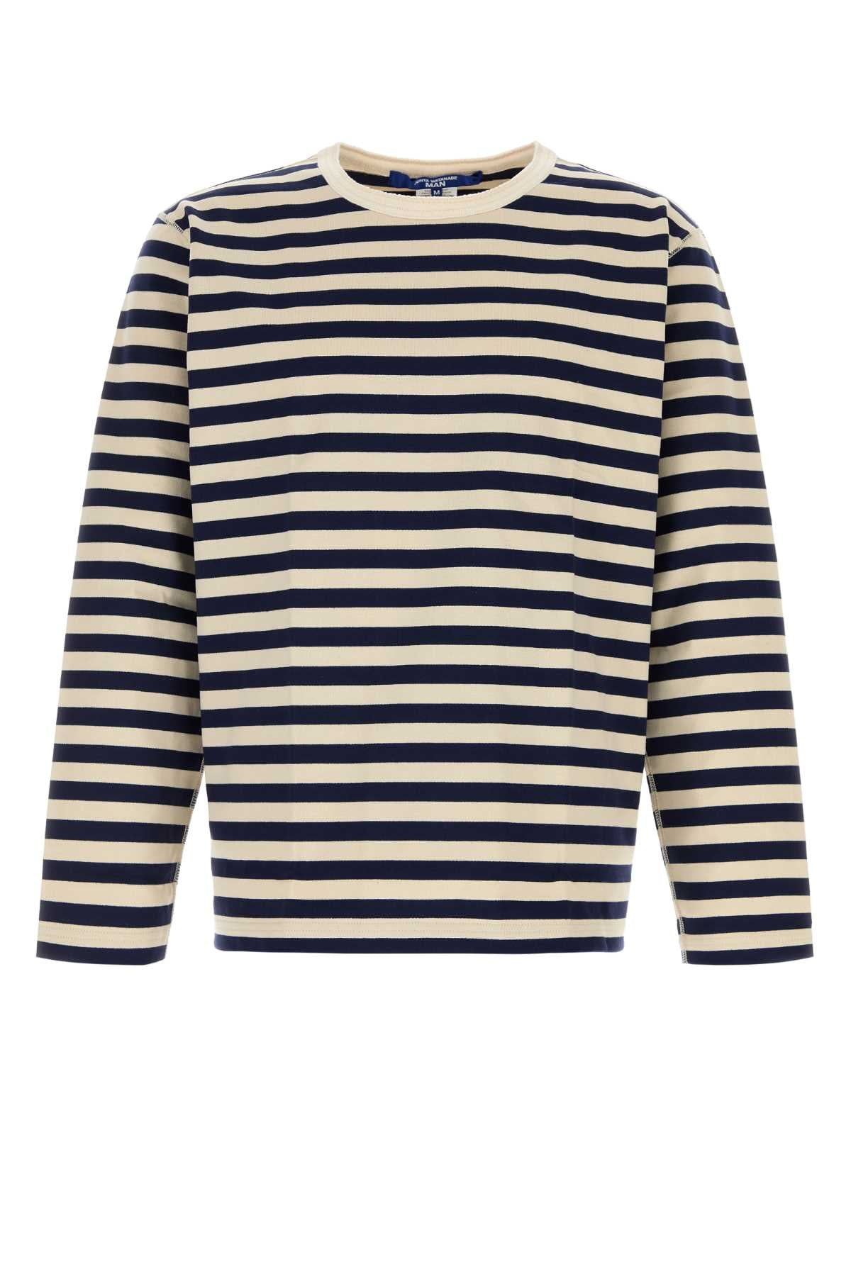 Junya Watanabe Striped Cotton T-Shirt — Navy by Junya Watanabe