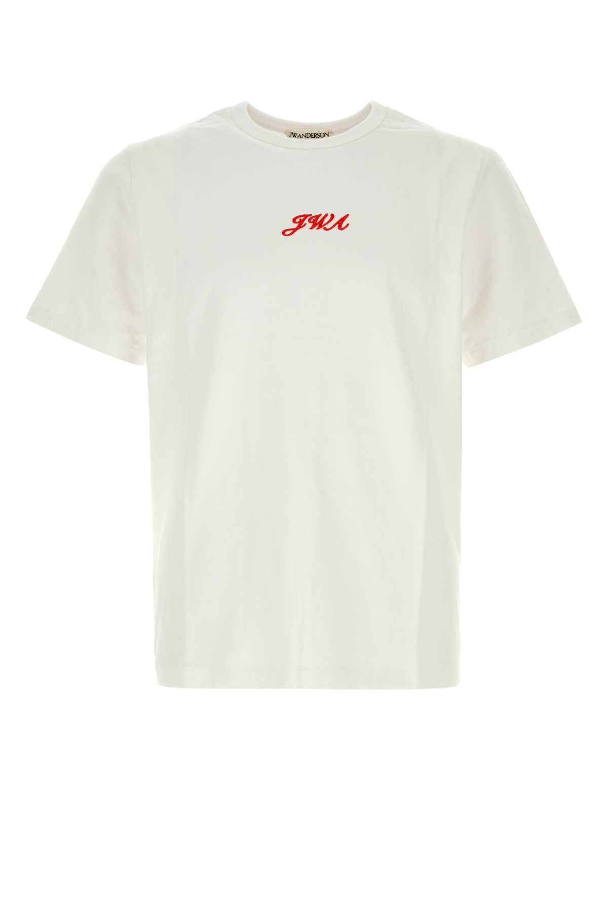JW Anderson Logo-Embroidered T-Shirt — White by JW Anderson