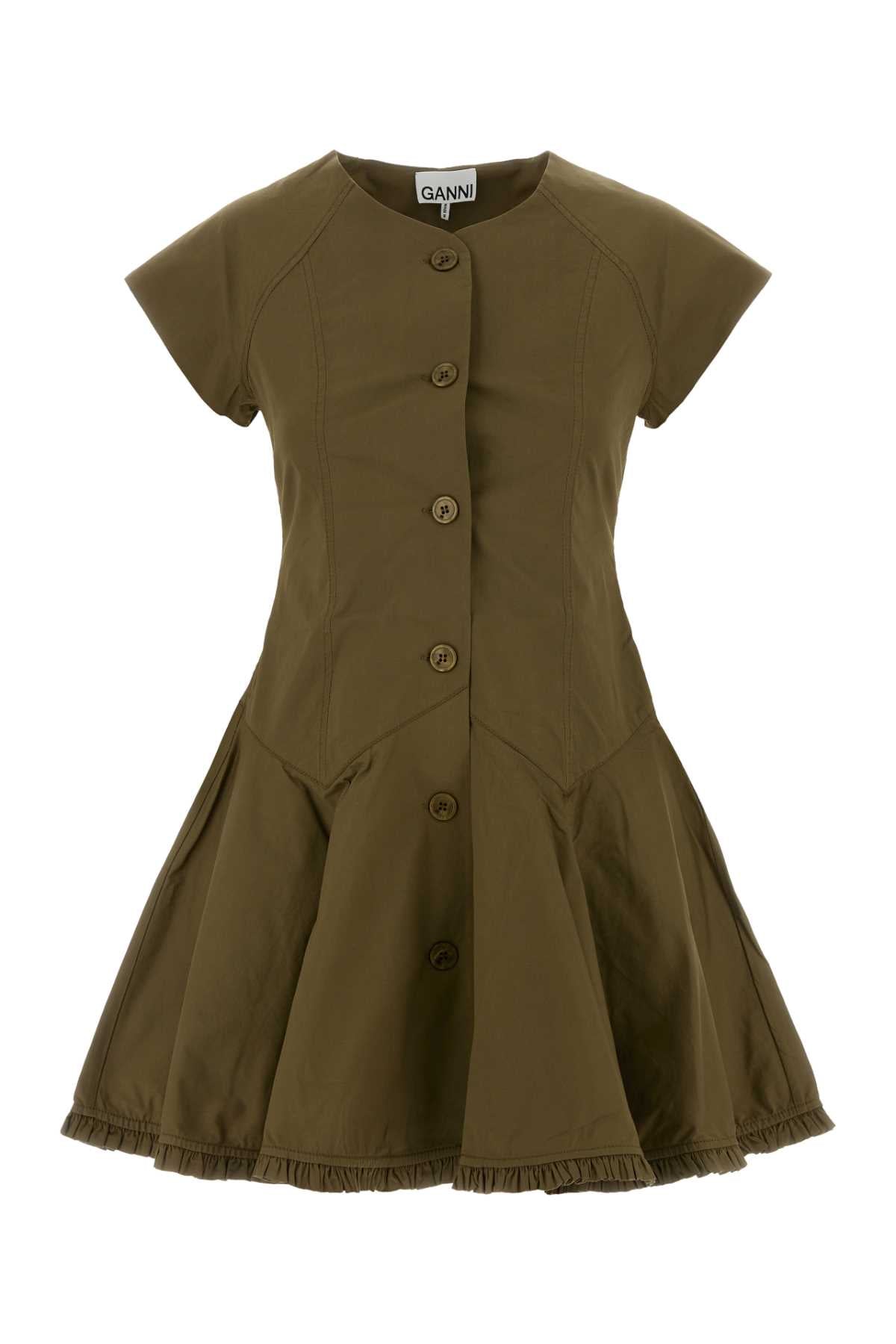 Ganni Cotton Dress — Green by Ganni