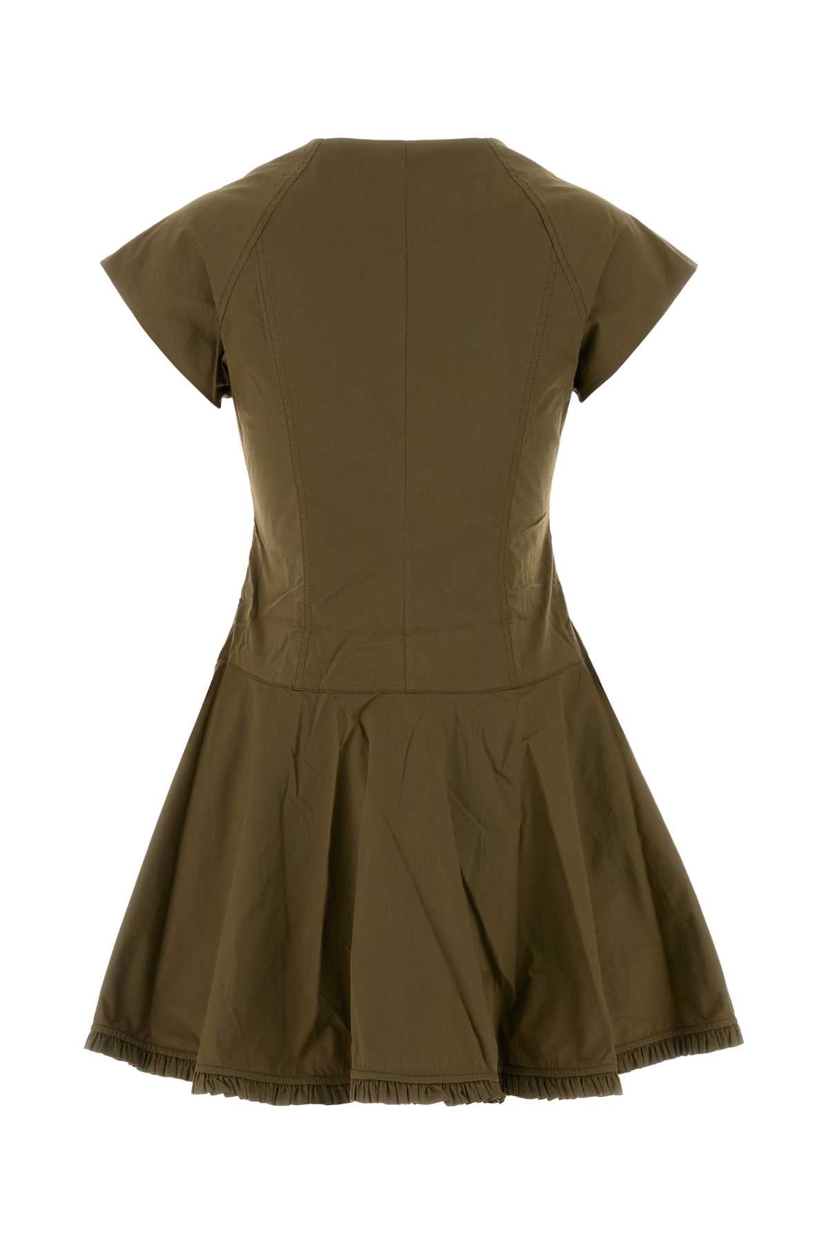Ganni Cotton Dress — Green, view 2