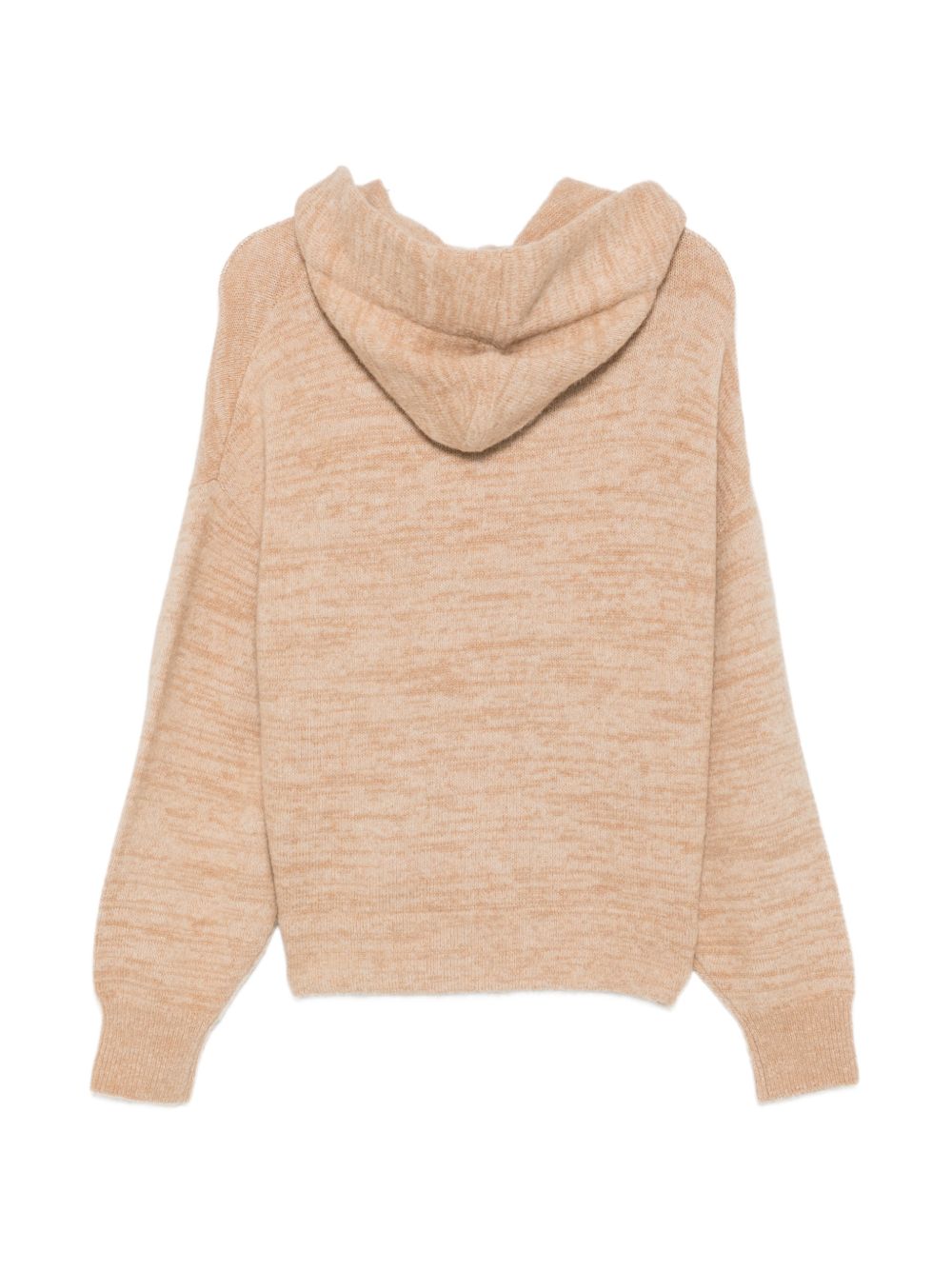 Closed Hooded Knit Sweatshirt — Beige, view 3