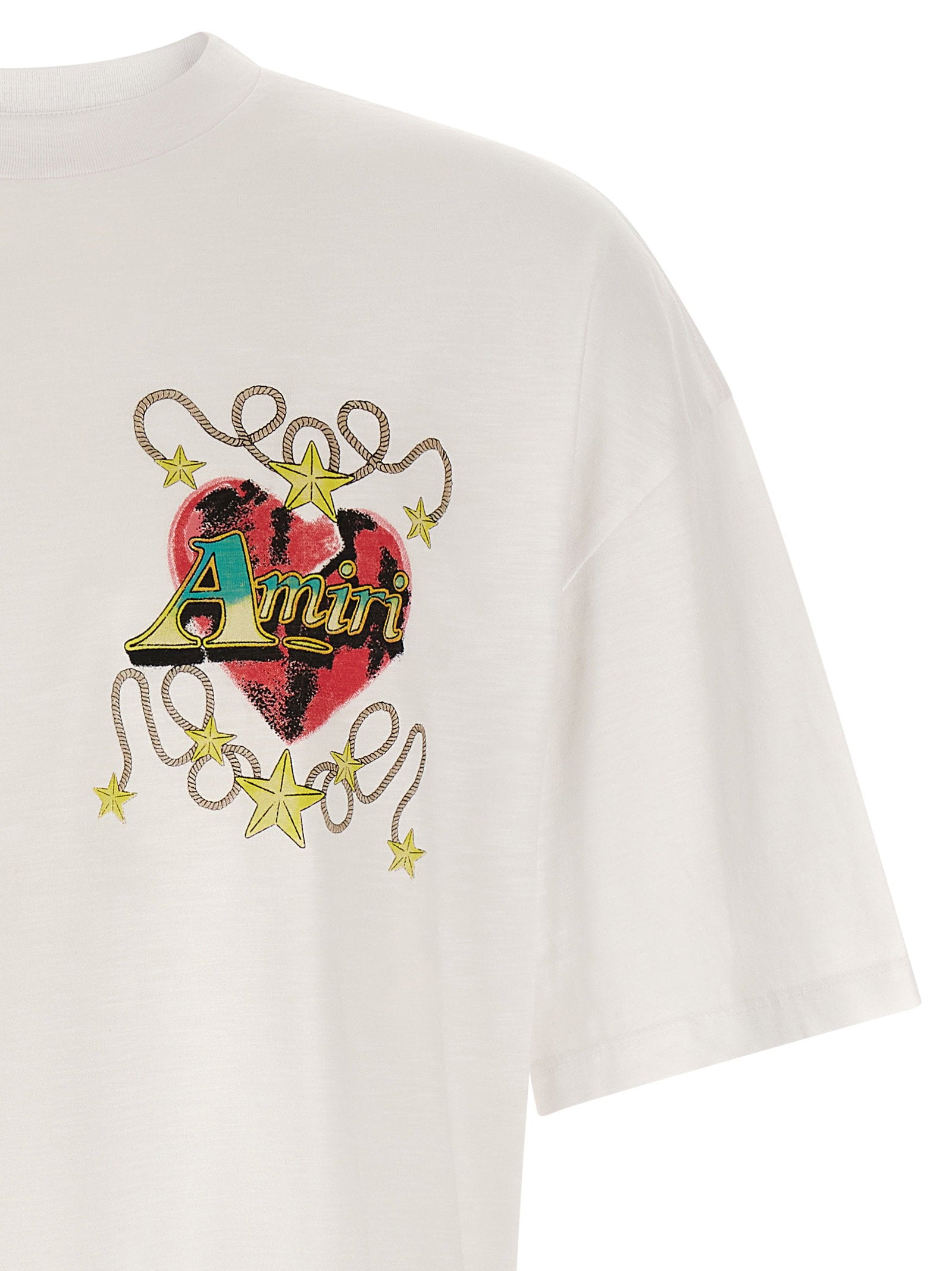 Amiri Embroidered Heart Graphic T-Shirt — White, view 3
