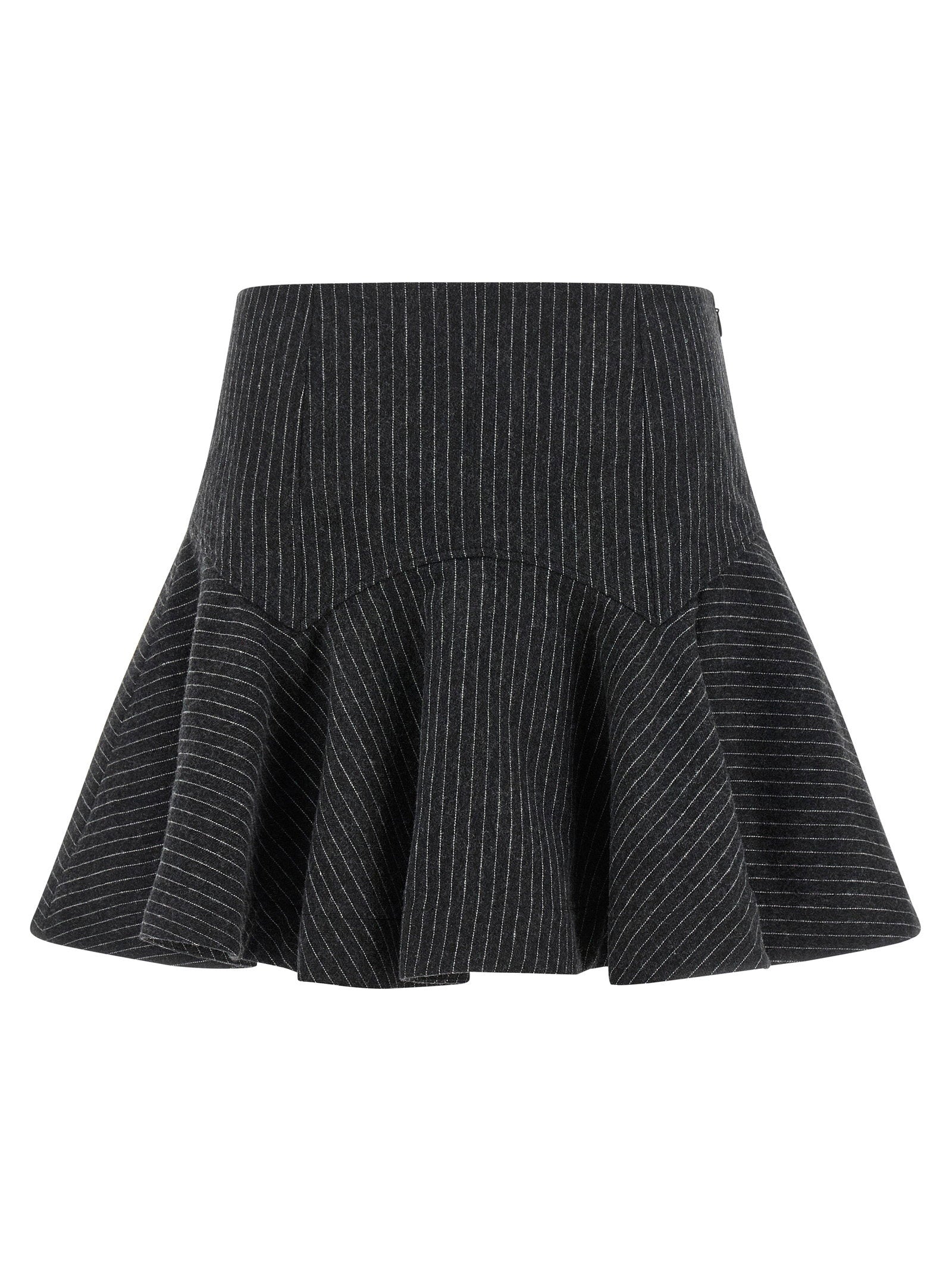 Ganni Pinstriped Flannel Skirt — Charcoal by Ganni