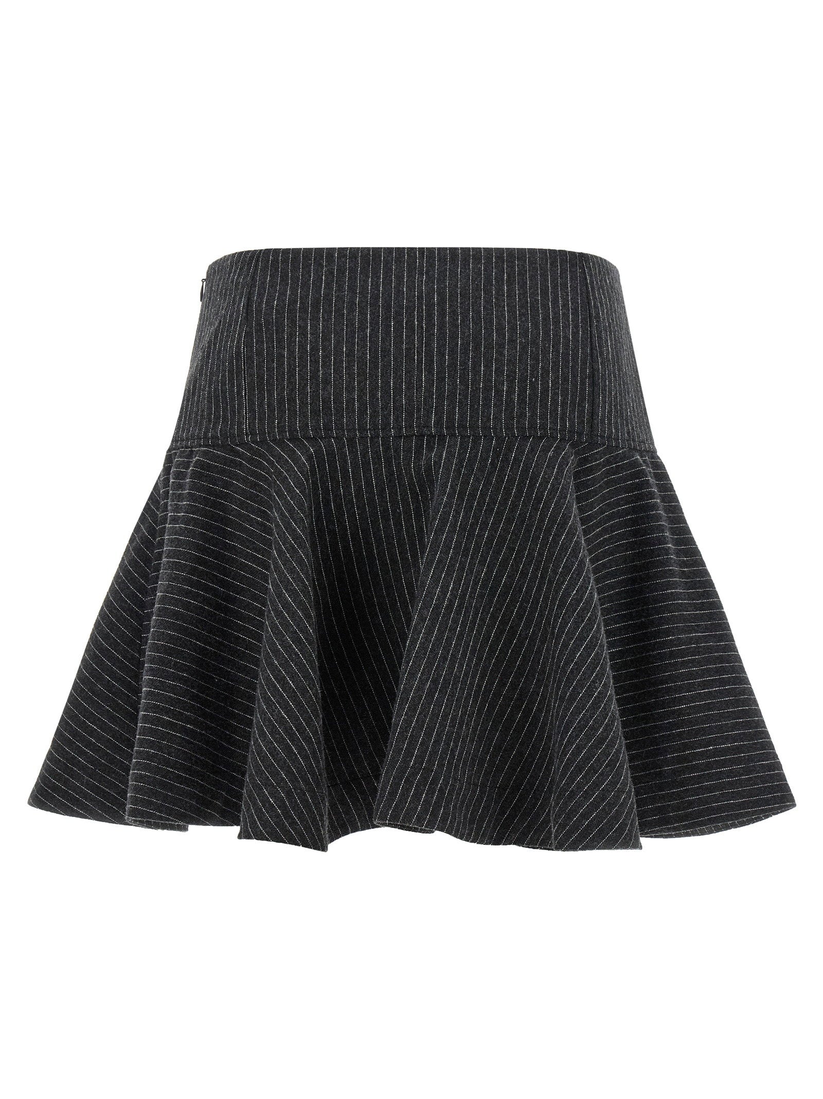 Ganni Pinstriped Flannel Skirt — Charcoal, view 2