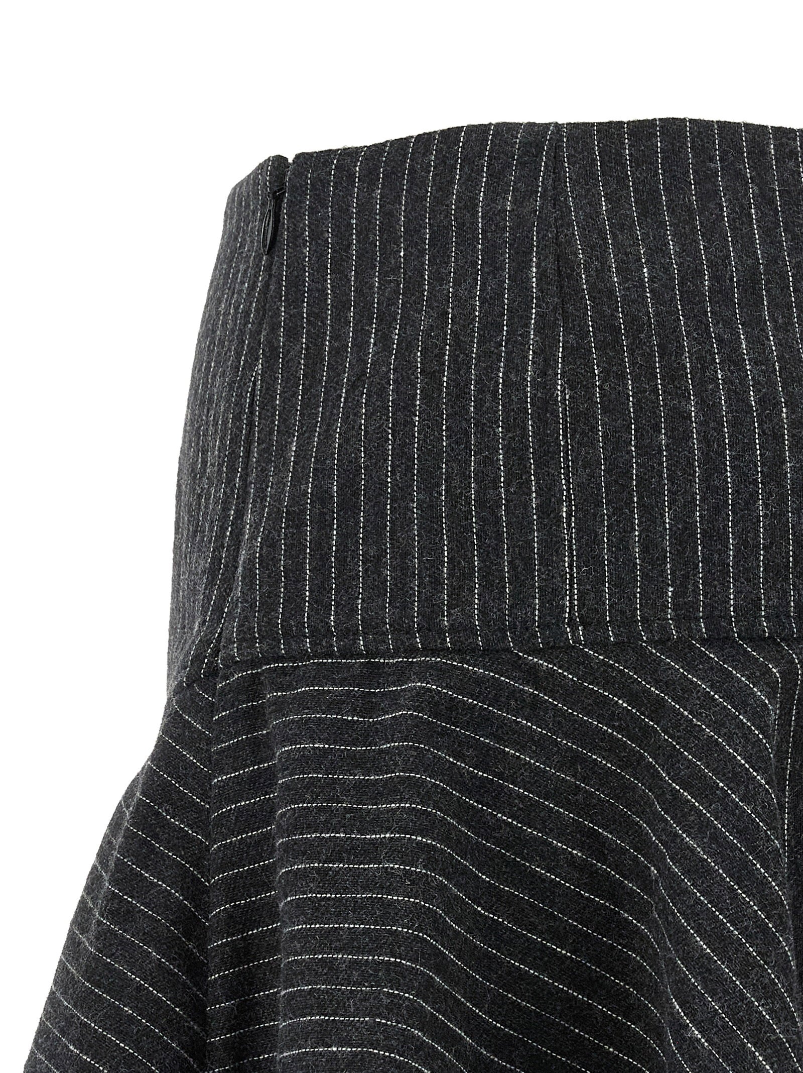Ganni Pinstriped Flannel Skirt — Charcoal, view 4