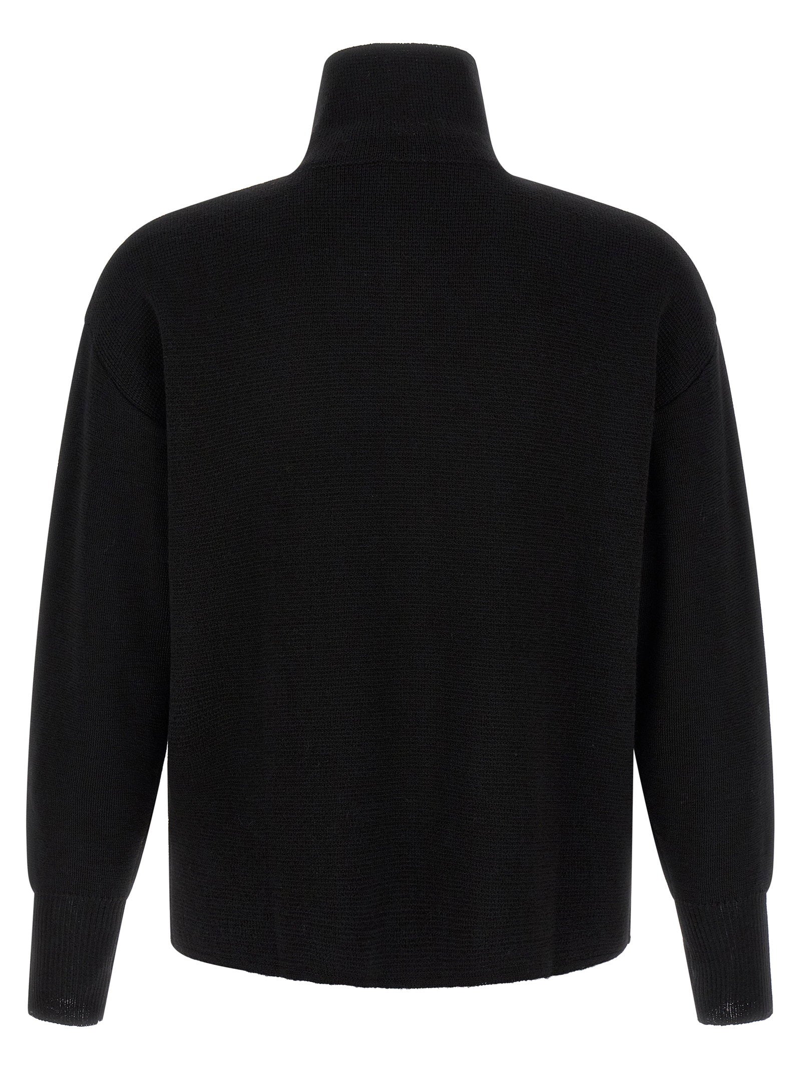Ma'ry'ya Virgin Wool Zip Cardigan — Black, view 2