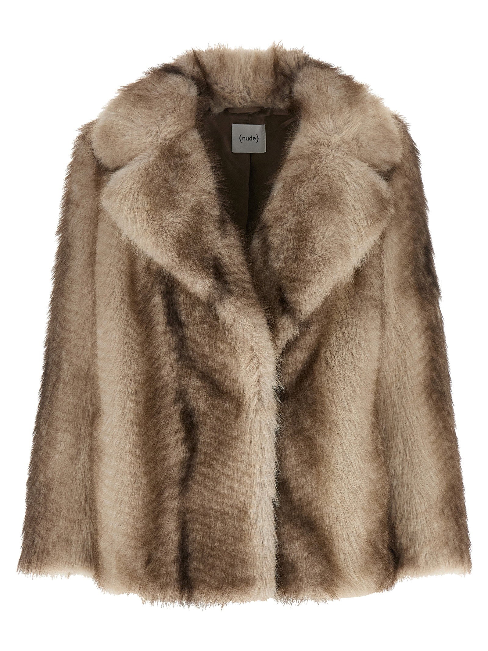 Nude Faux Fur Coat — Beige - S by Nude