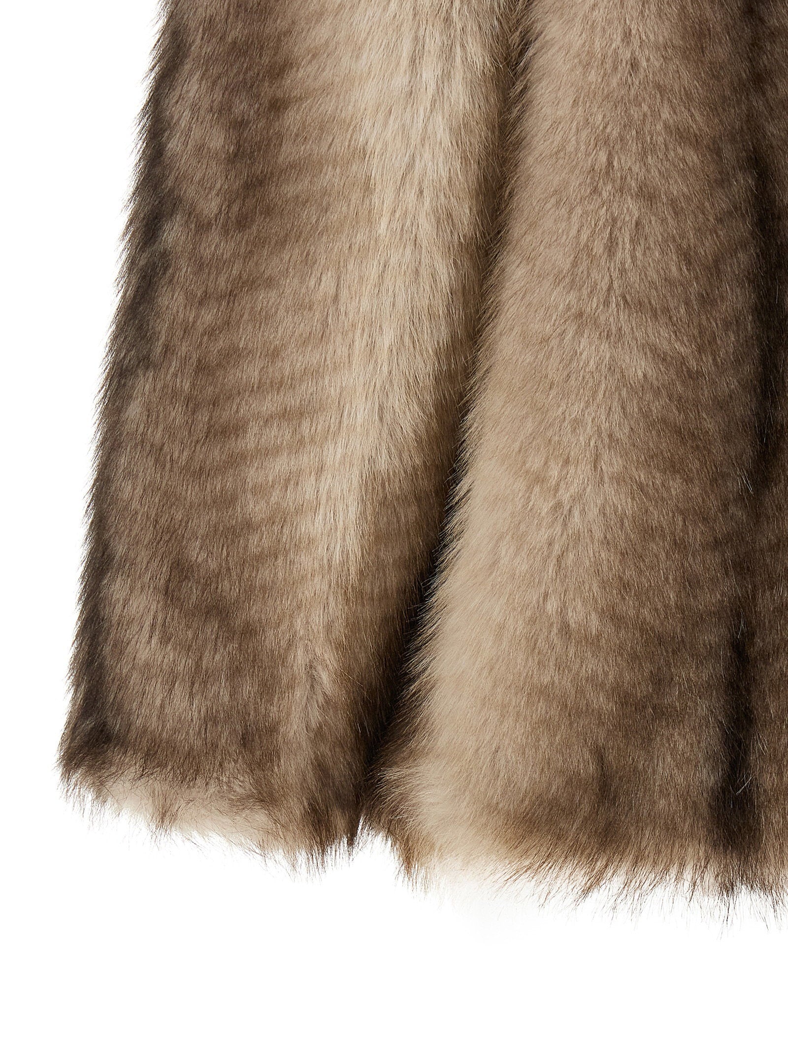 Nude Faux Fur Coat — Beige - S, view 4