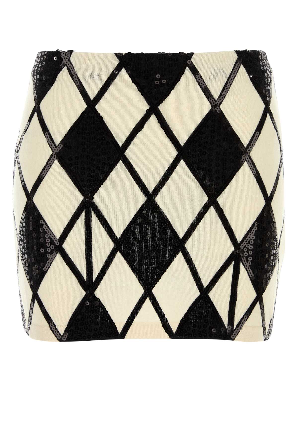 Blumarine Wool Cashmere Diamond Jacquard Skirt by Blumarine