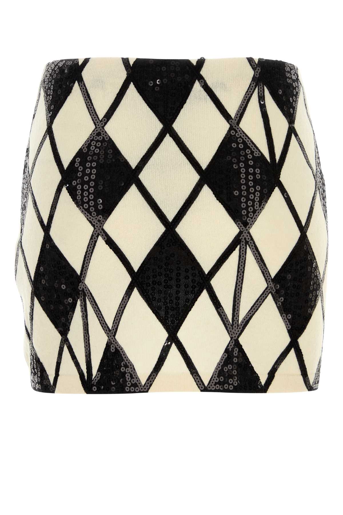 Blumarine Wool Cashmere Diamond Jacquard Skirt, view 2