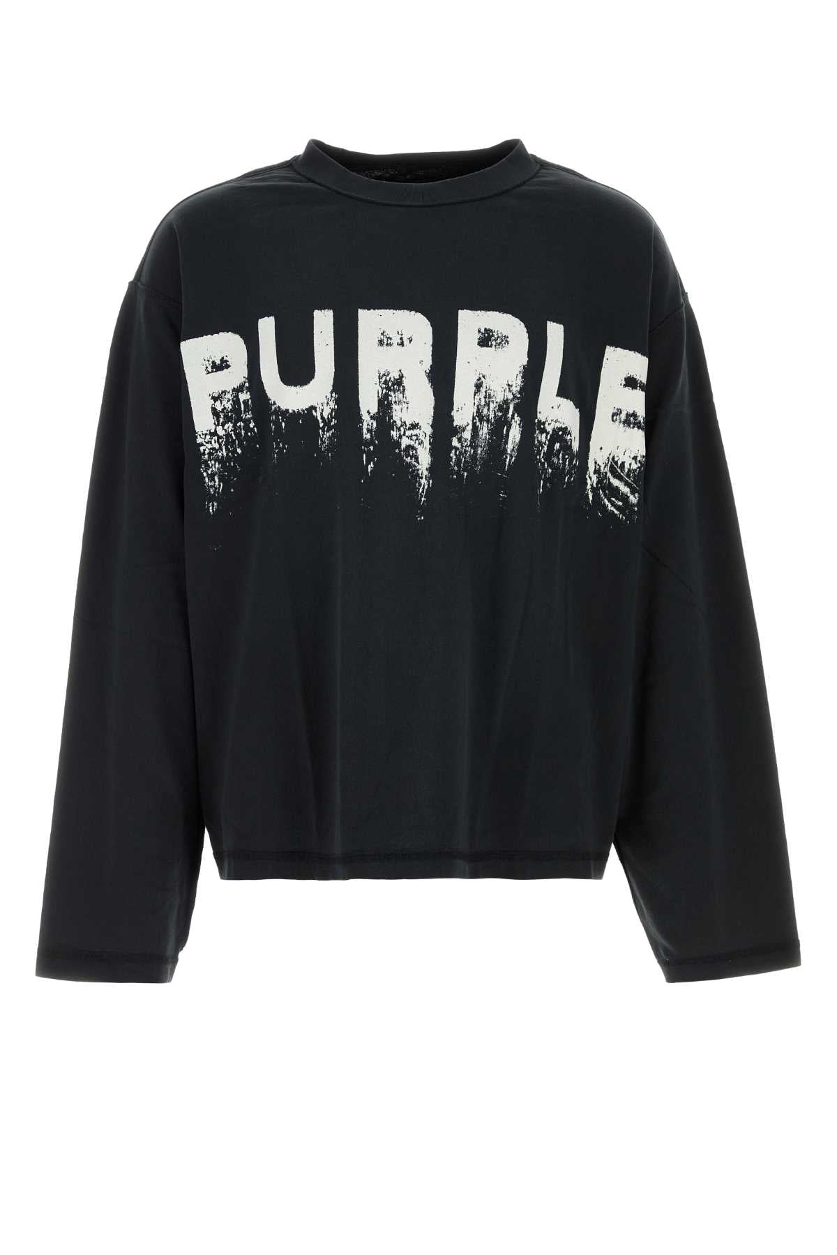 Purple Denim Logo-Printed Cotton Sweater — Black by Purple Denim