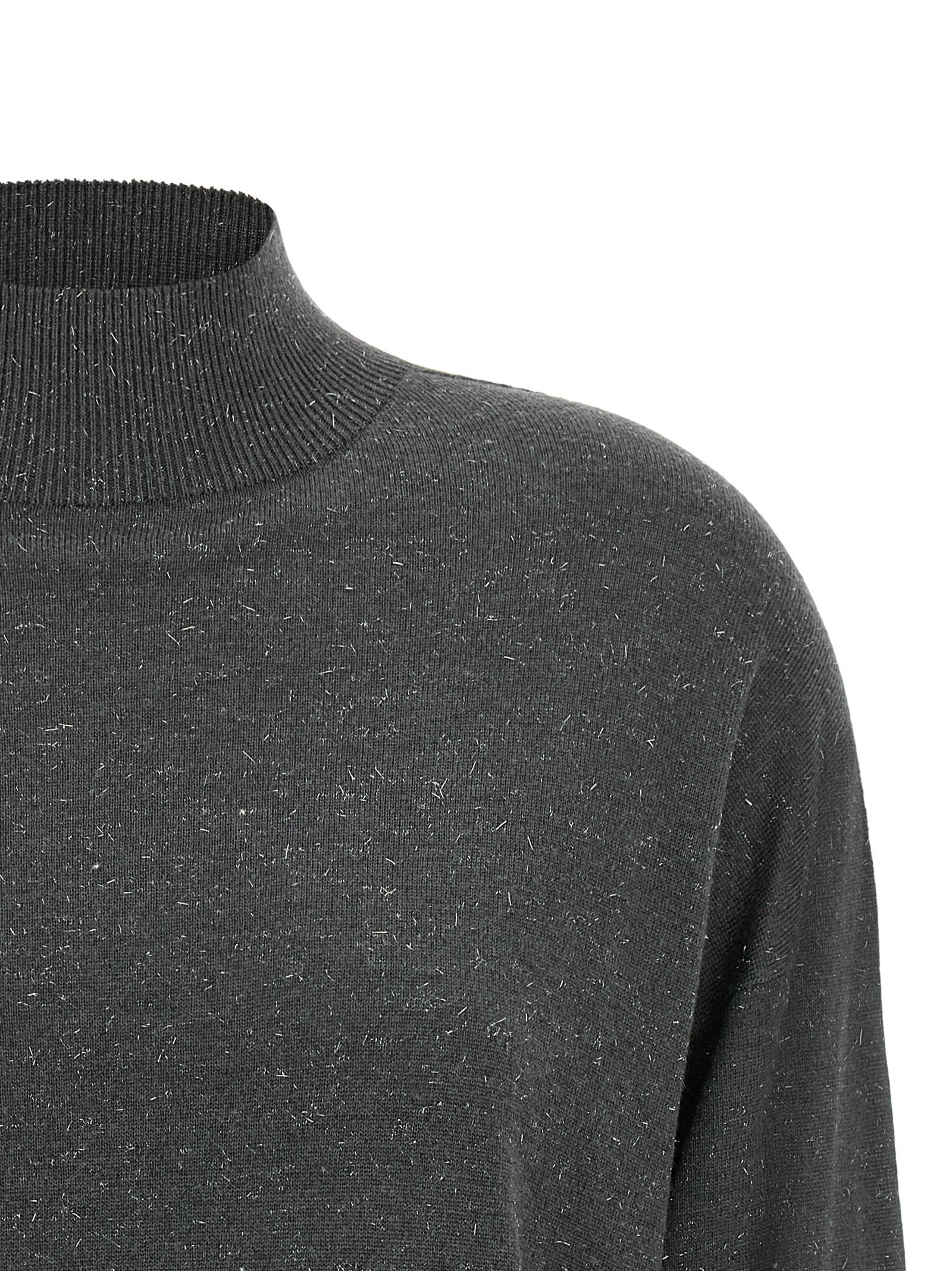 Peserico Lamé Thread Turtleneck Sweater — Grey, view 3
