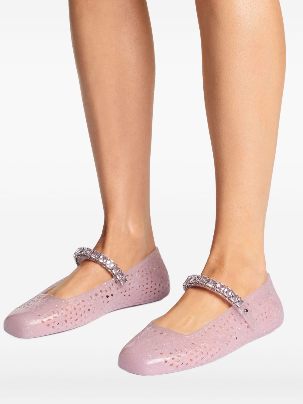 Jimmy Choo Perforated Jelly Ballet Flat — Pink, view 5