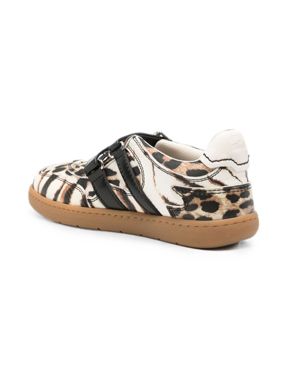 Ganni Zebra-Print Satin Ballet Flats — White, view 4