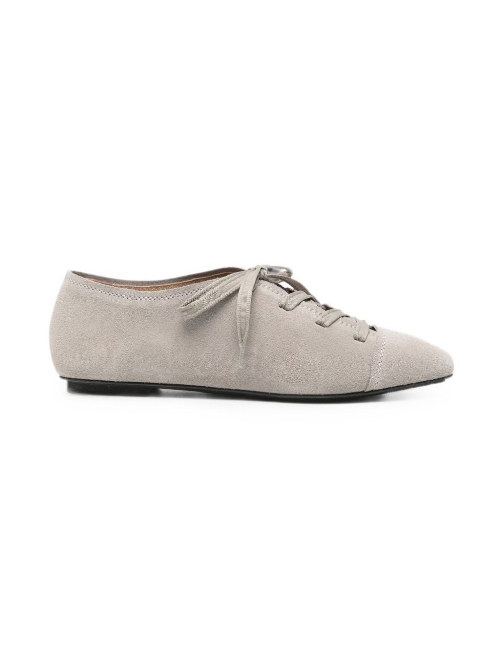 Emporio Armani Suede-Finish Lace-Up Flat — Beige by Emporio Armani