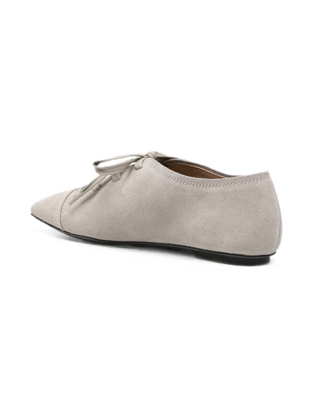 Emporio Armani Suede-Finish Lace-Up Flat — Beige, view 3