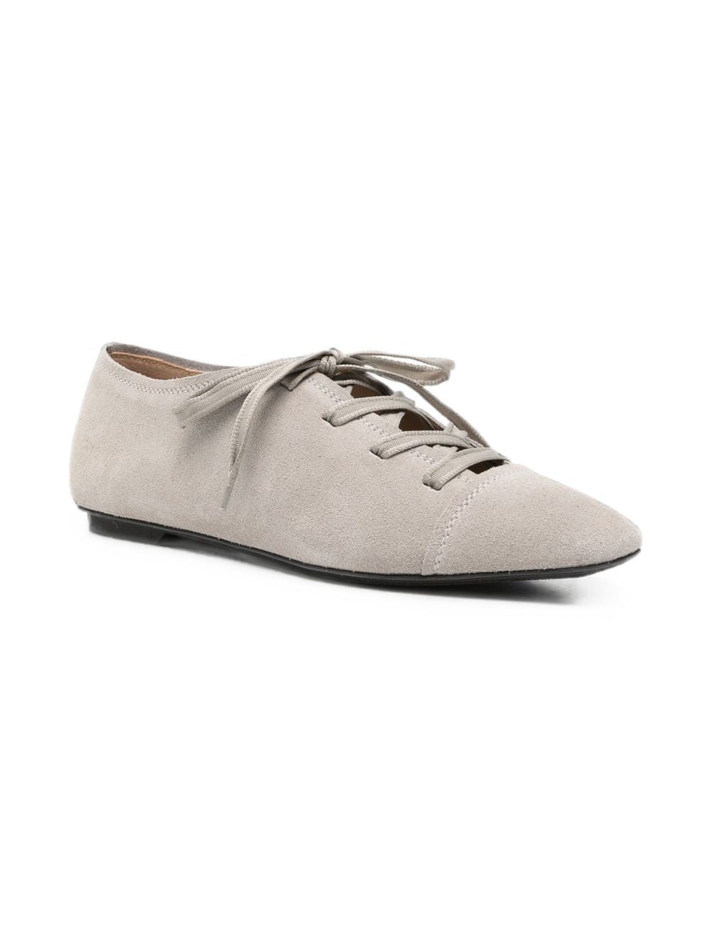 Emporio Armani Suede-Finish Lace-Up Flat — Beige, view 4