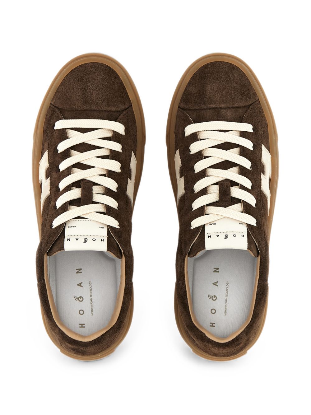 Hogan Suede Platform Skate Sneaker — Brown, view 2
