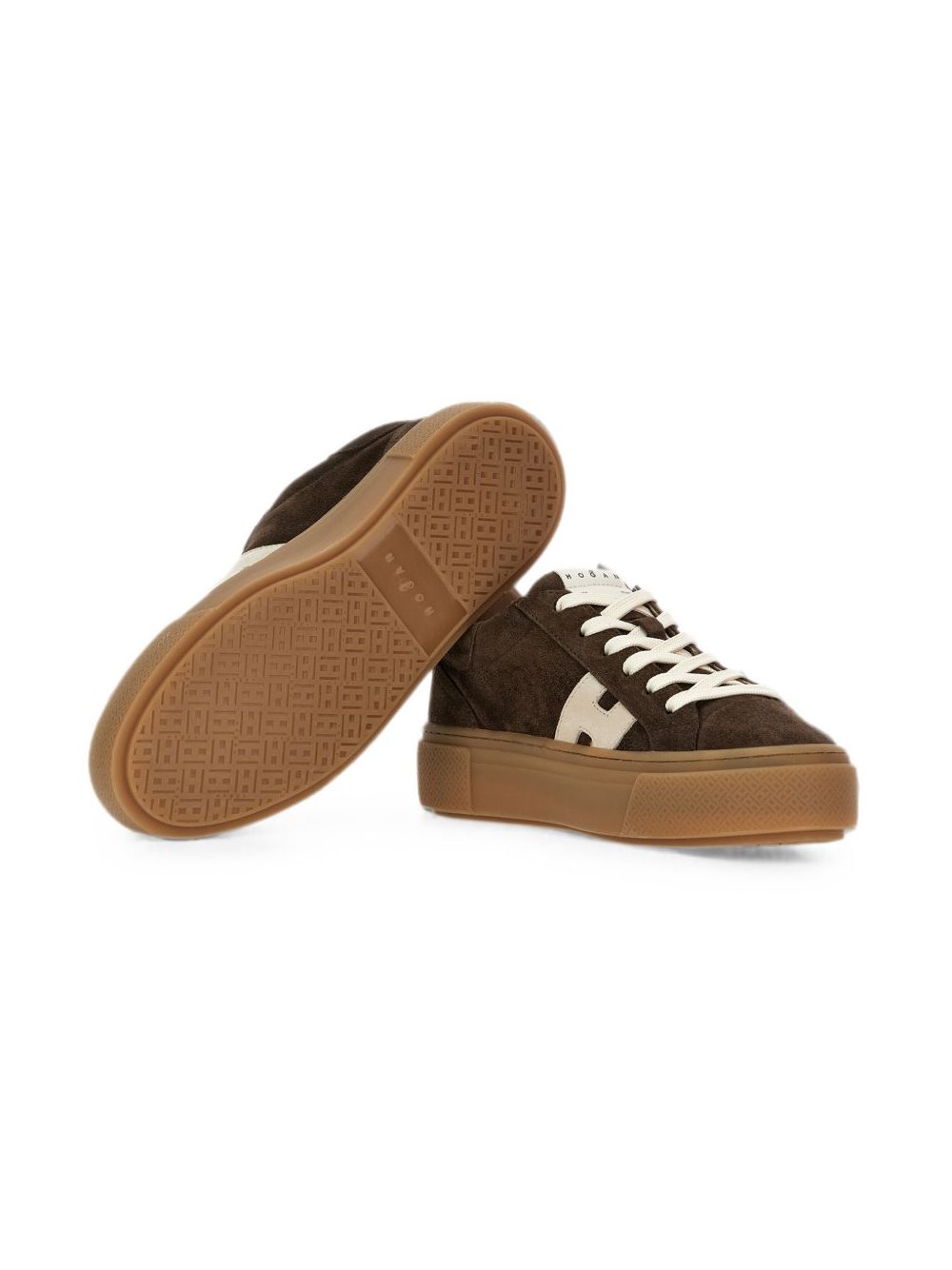 Hogan Suede Platform Skate Sneaker — Brown, view 3