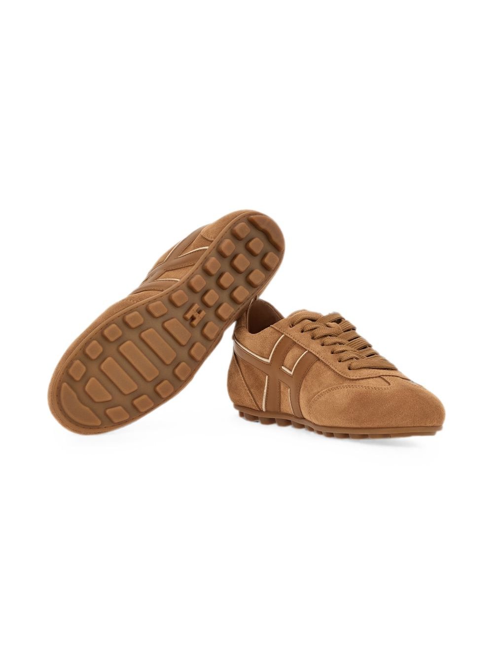 Hogan Logo-Striped Suede Sneakers — Brown, view 3
