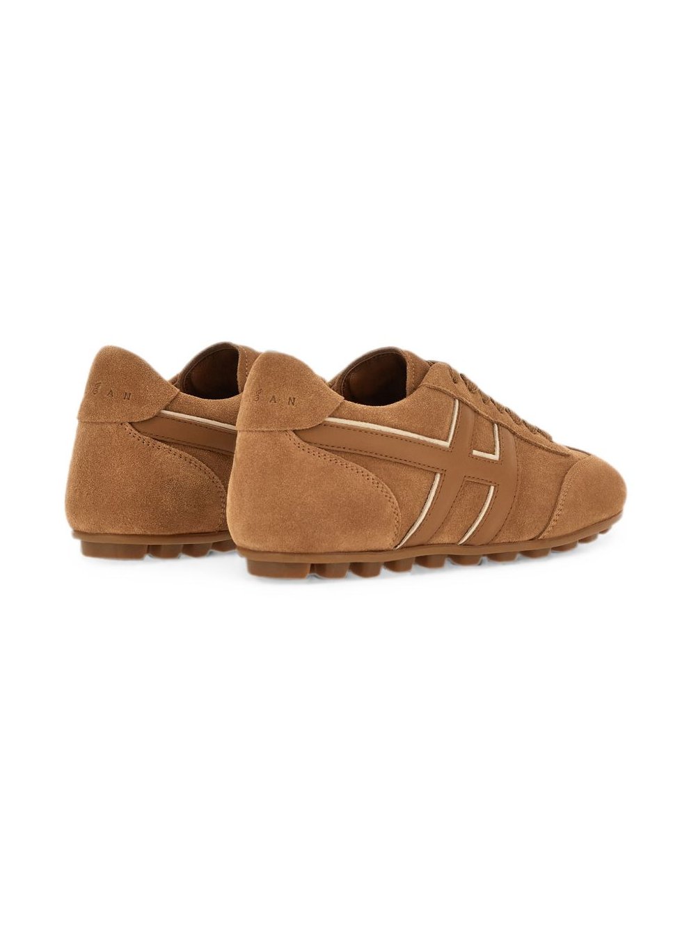 Hogan Logo-Striped Suede Sneakers — Brown, view 5