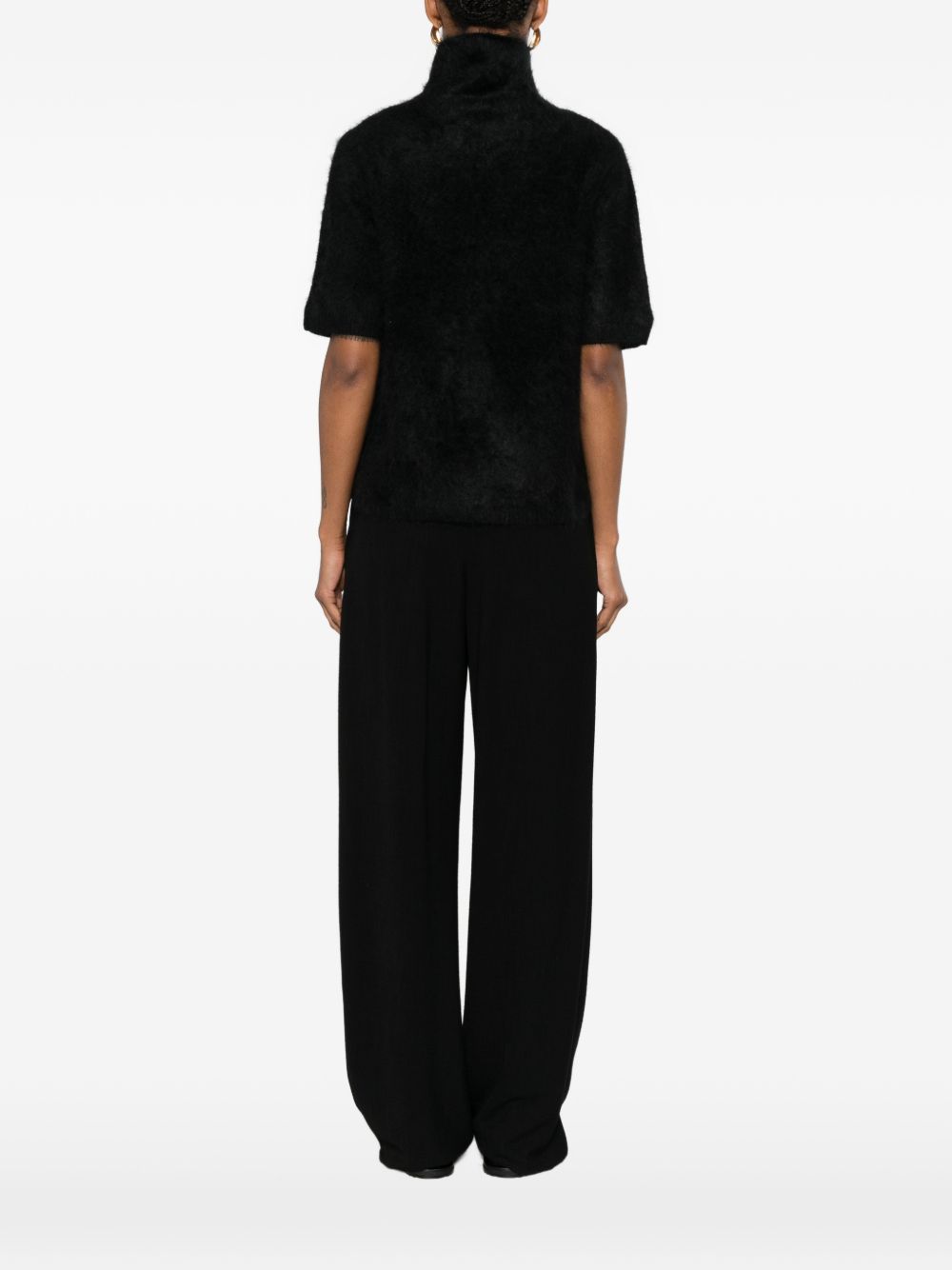 Soft Goat Cashmere Turtleneck Sweater — Black, view 2