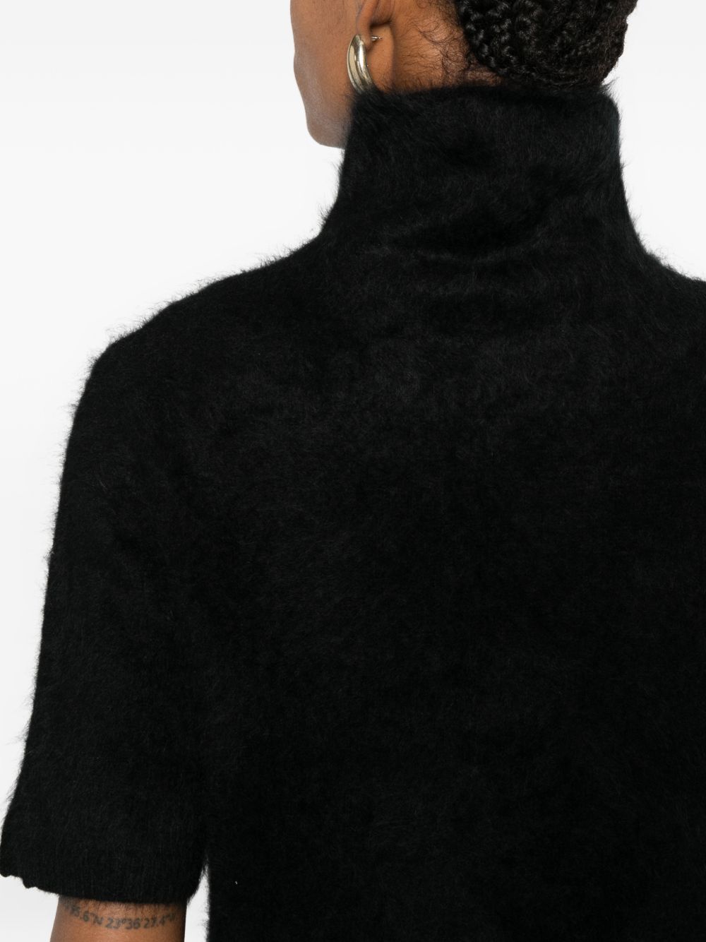 Soft Goat Cashmere Turtleneck Sweater — Black, view 5