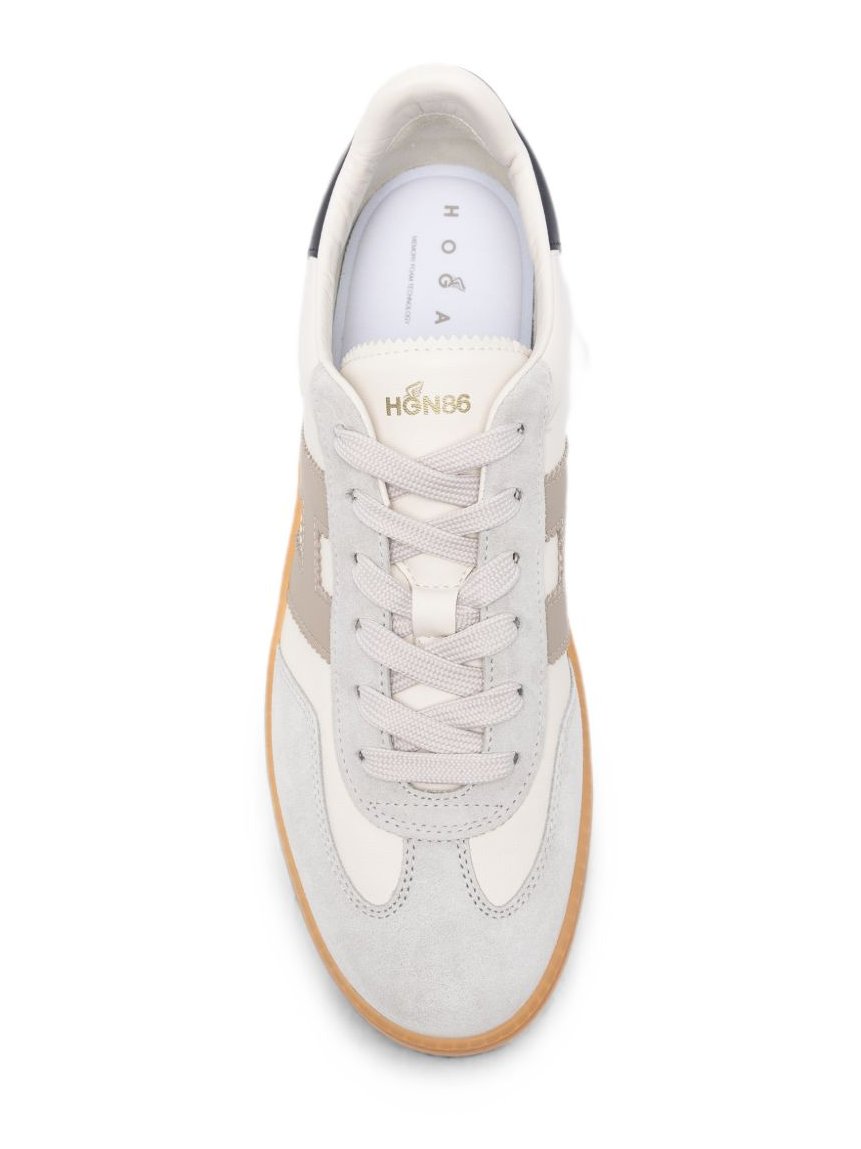 Hogan Logo-Patch Leather Sneakers — White, view 4