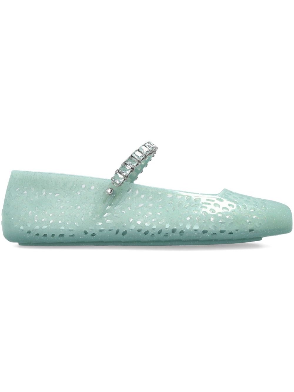 Jimmy Choo Rhinestone-Embellished Jelly Ballet Flat — Mint Green by Jimmy Choo