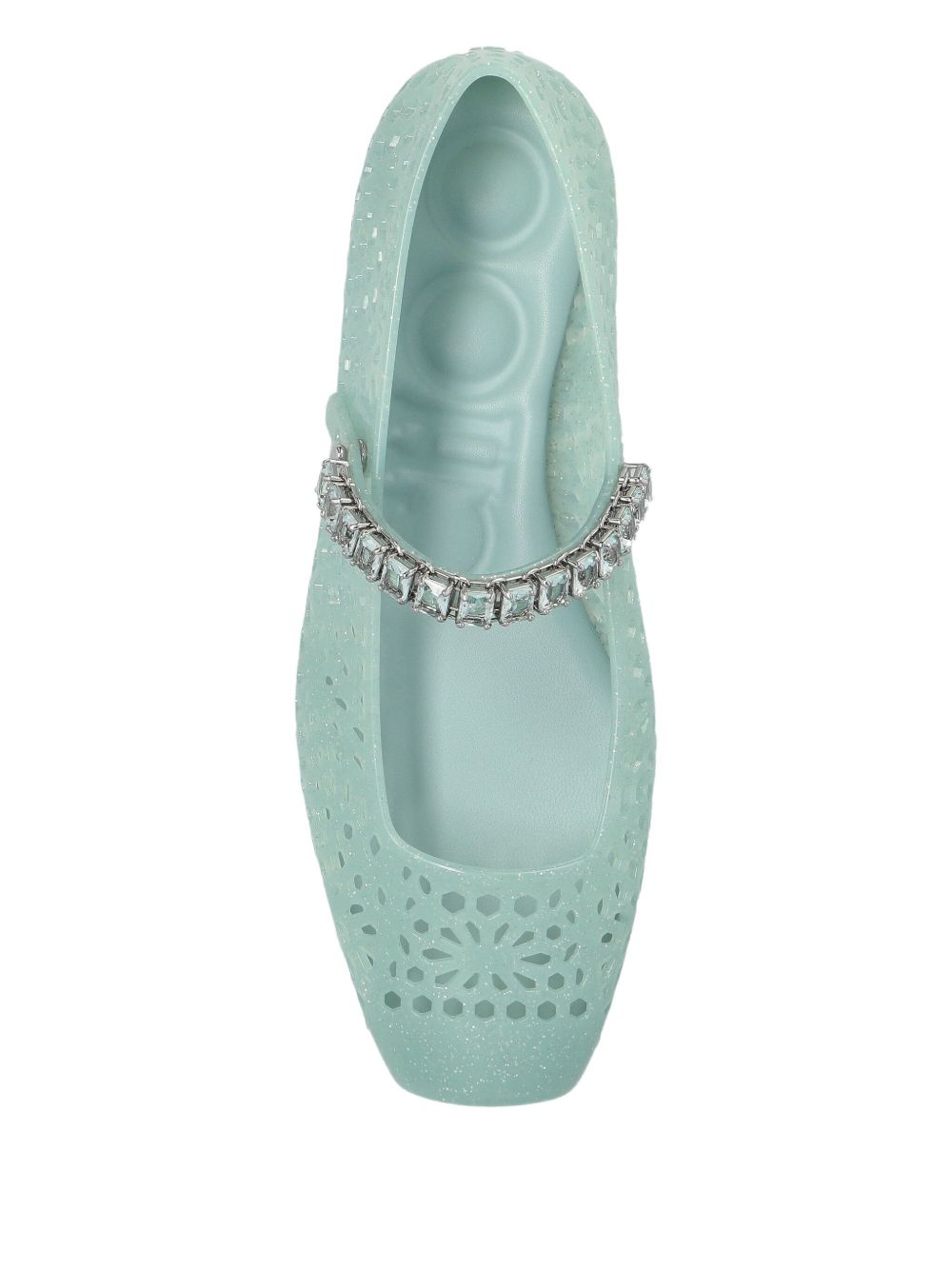 Jimmy Choo Rhinestone-Embellished Jelly Ballet Flat — Mint Green, view 2