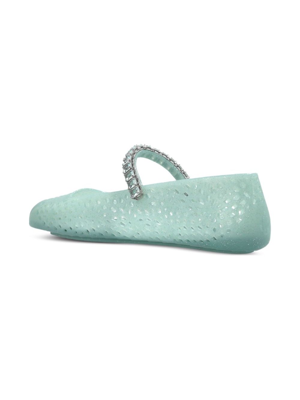 Jimmy Choo Rhinestone-Embellished Jelly Ballet Flat — Mint Green, view 6