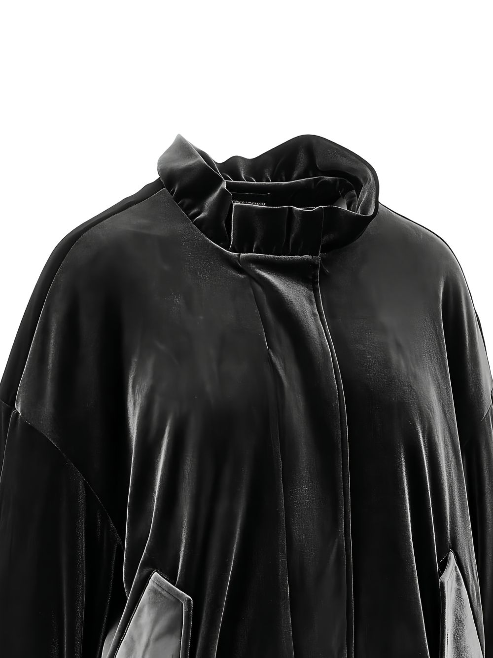 Emporio Armani Velvet-Effect Blouson Jacket — Black, view 2
