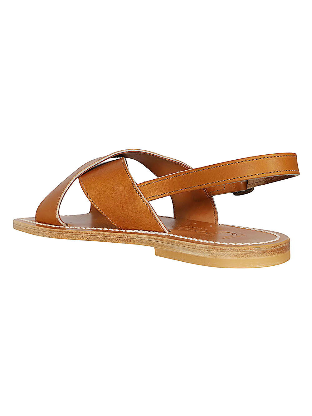 K Jacques St Tropez Leather Crisscross Sandals — Tan, view 3