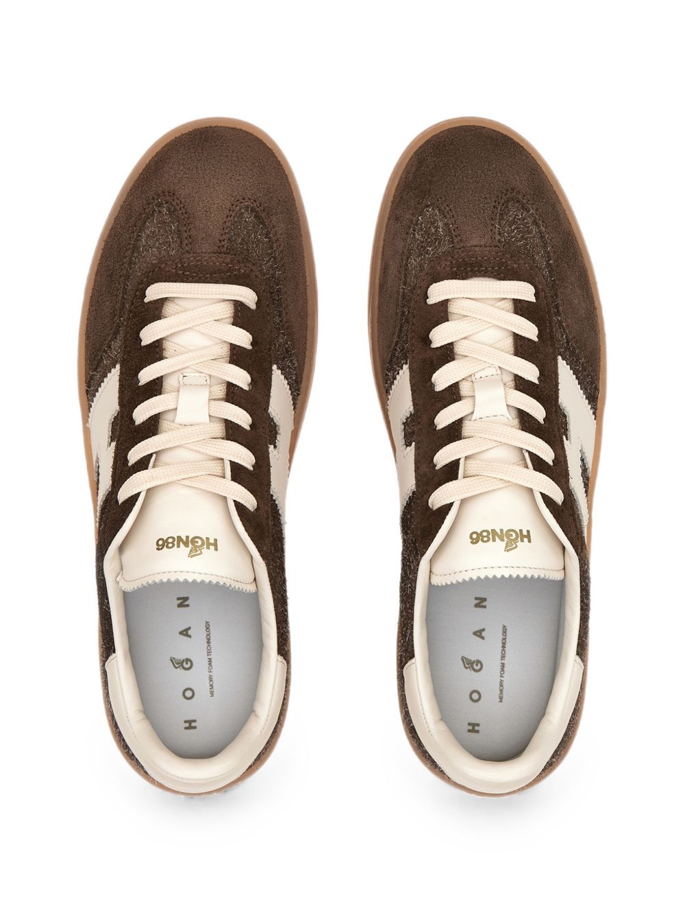Hogan Colour-Block Leather Sneaker — Brown, view 2