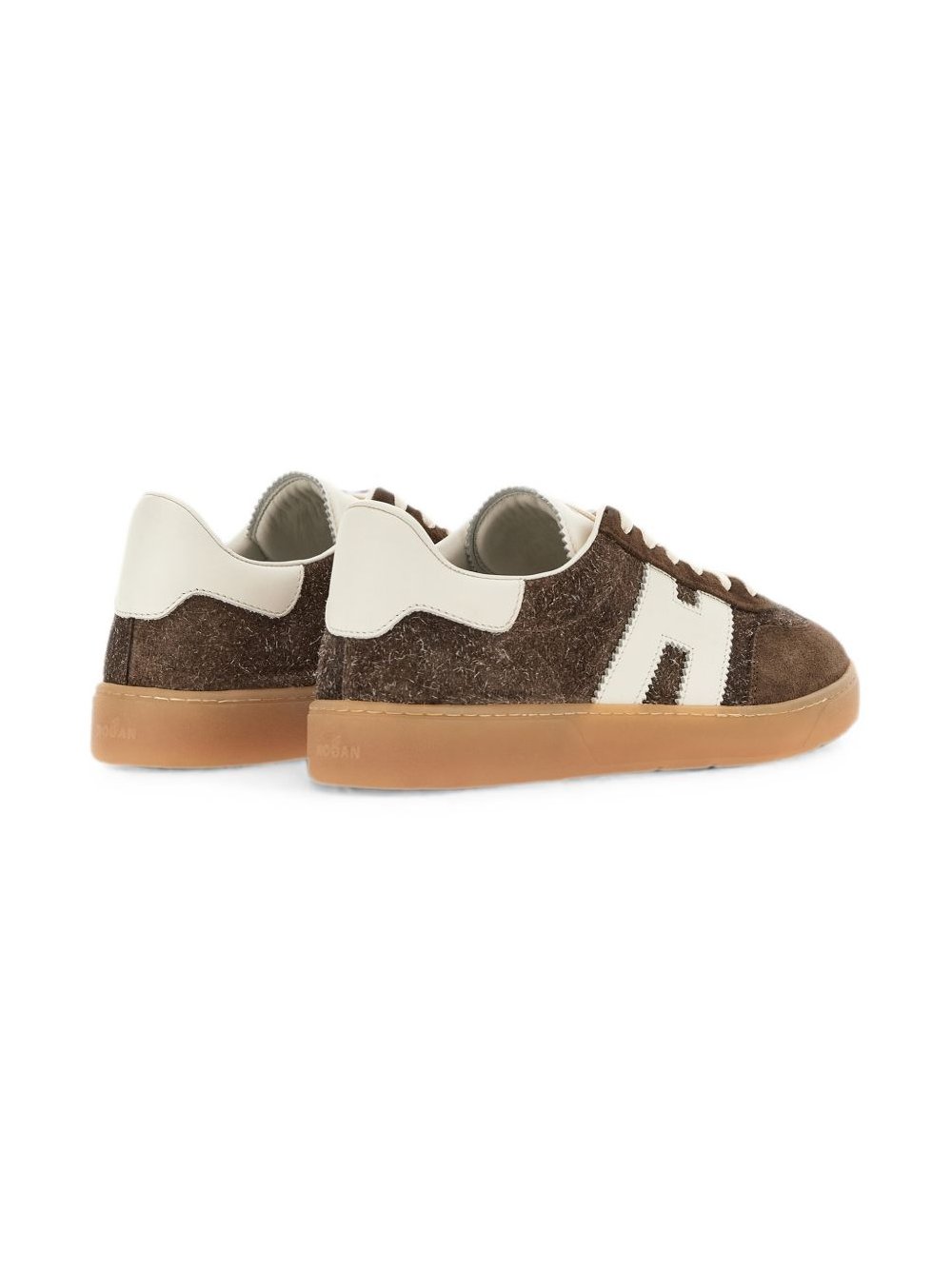 Hogan Colour-Block Leather Sneaker — Brown, view 3
