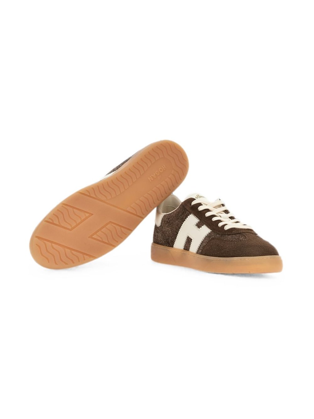 Hogan Colour-Block Leather Sneaker — Brown, view 6