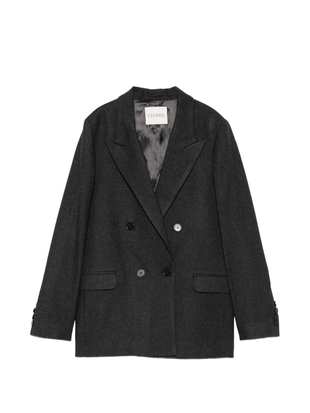 Closed Double-Breasted Wool Blazer — Black by Closed