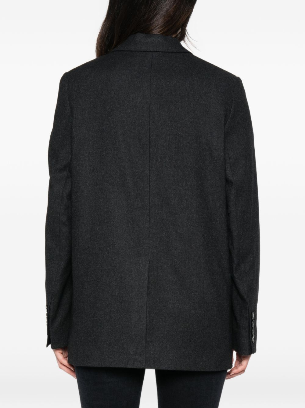 Closed Double-Breasted Wool Blazer — Black, view 2