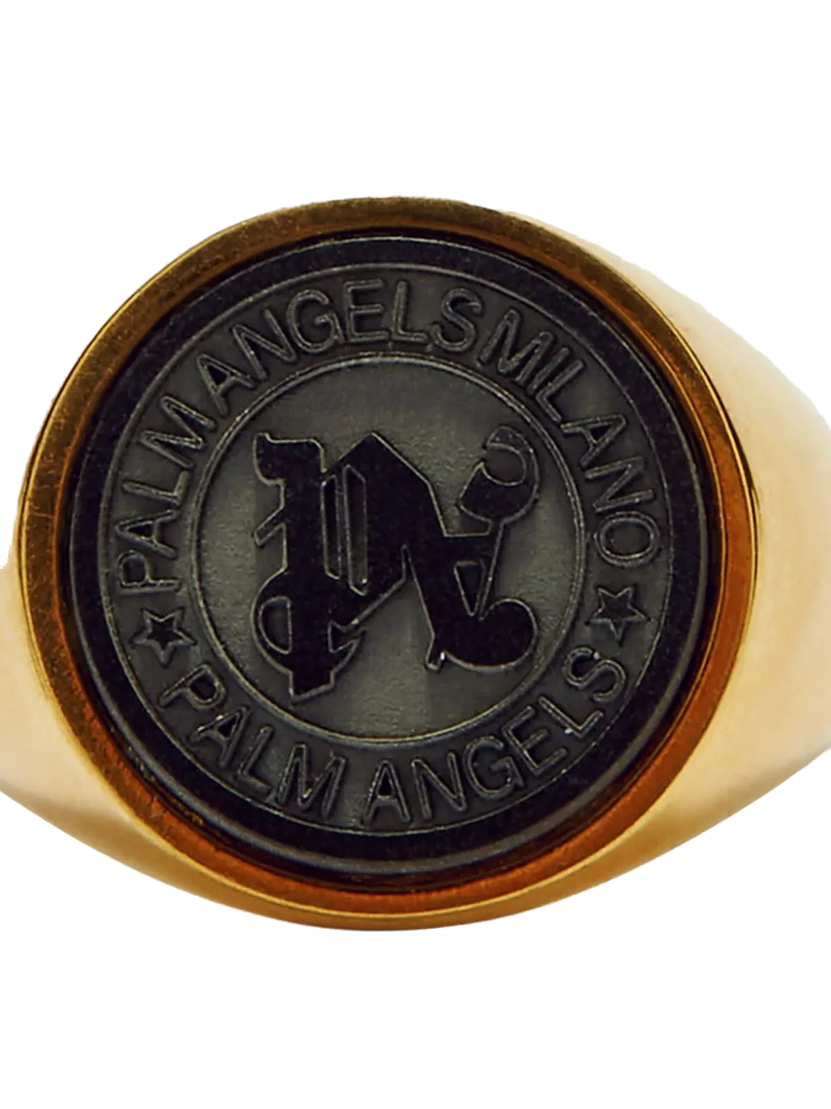 Palm Angels Stone Emblem Logo Ring — Gold, view 2