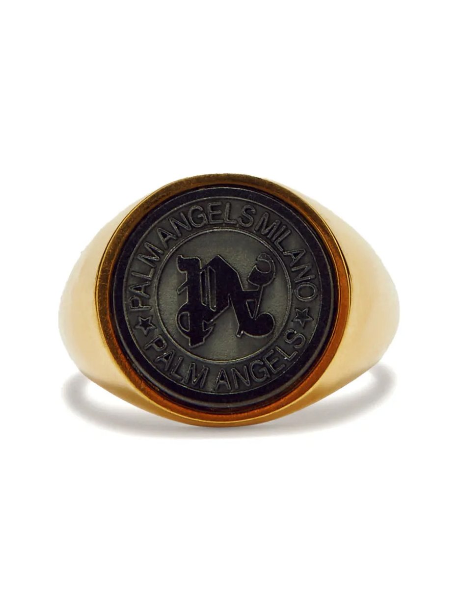Palm Angels Stone Emblem Logo Ring — Gold, view 4