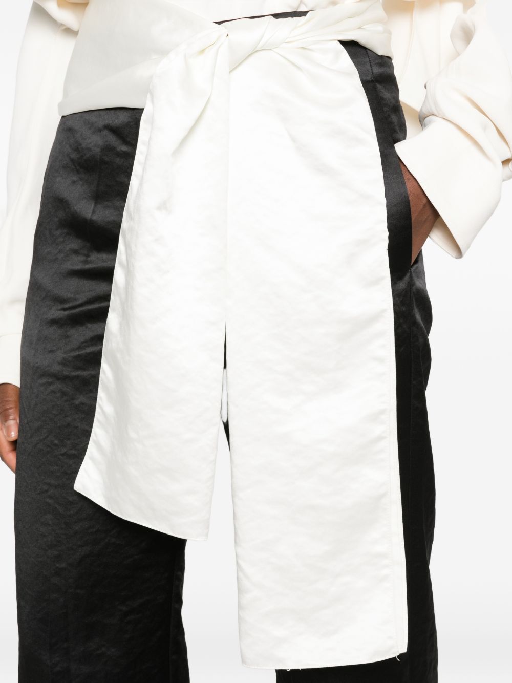 Forte Forte Satin Wide-Leg Trousers — Black, view 2