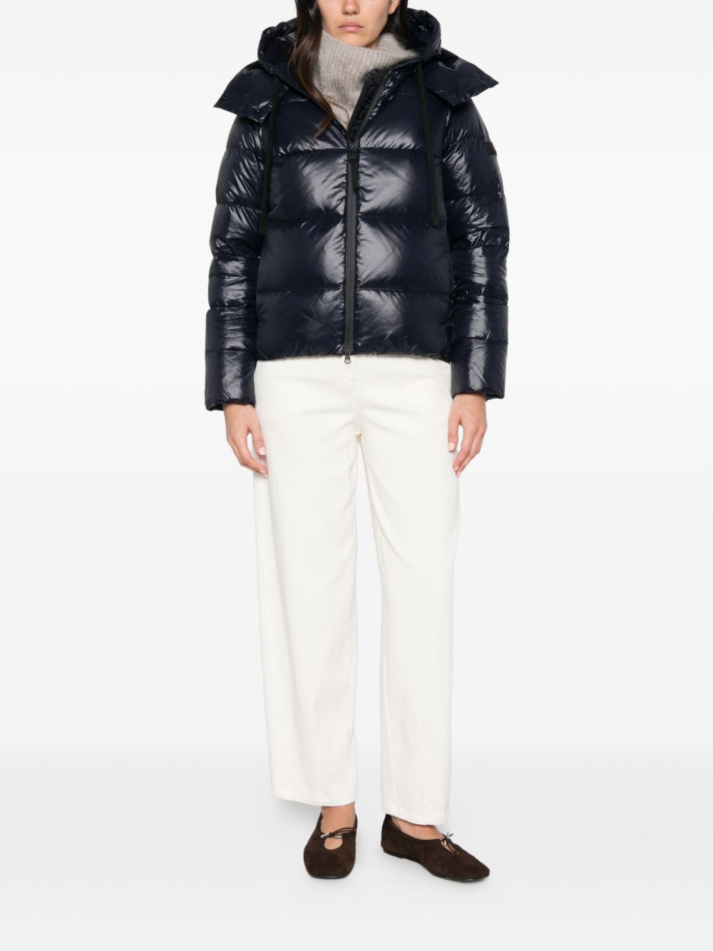 Peuterey Quilted Padded Down Jacket — Navy, view 2