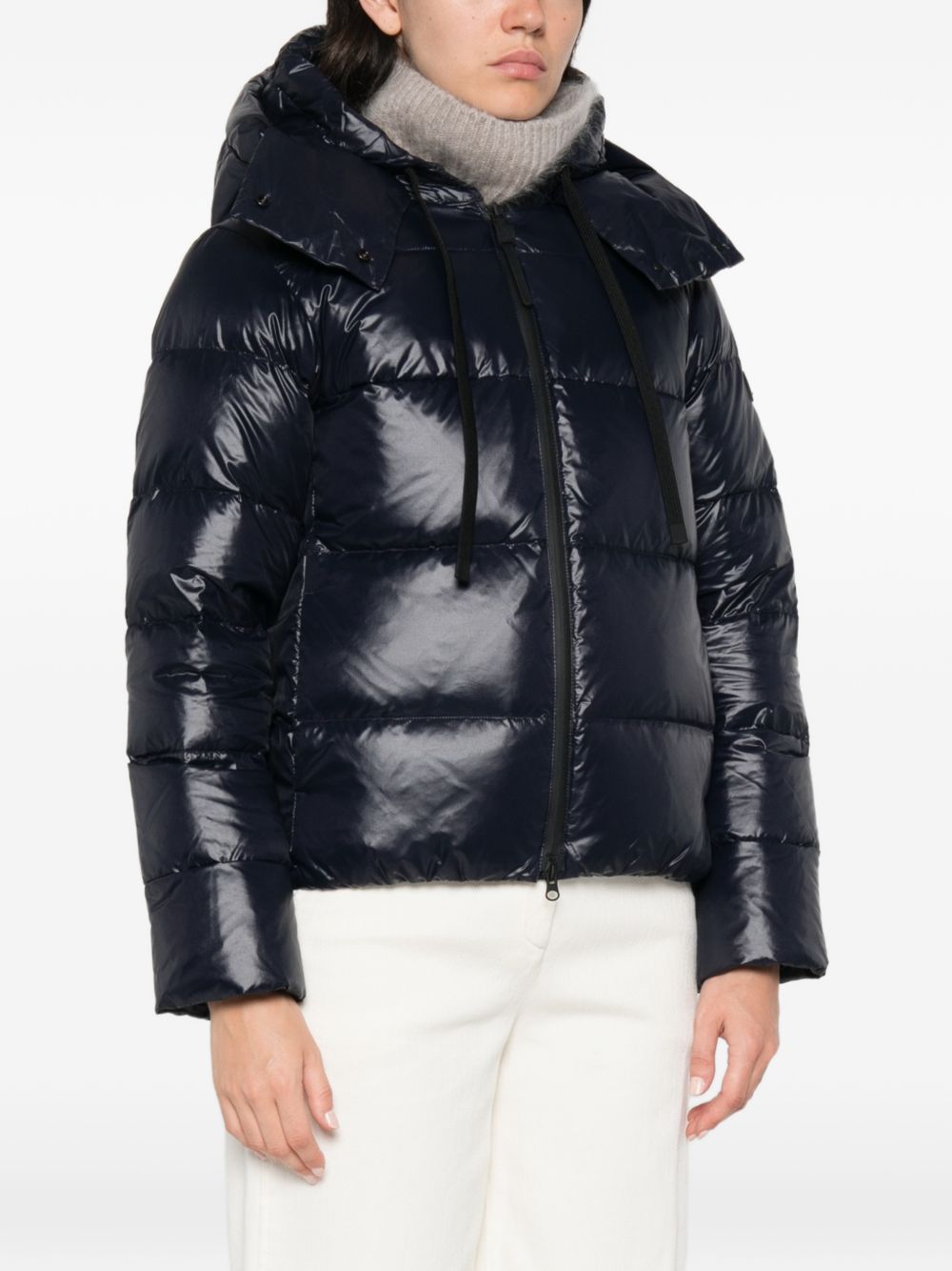 Peuterey Quilted Padded Down Jacket — Navy, view 3