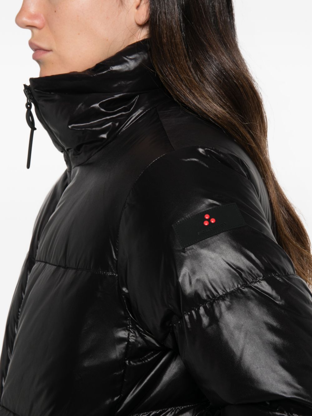 Peuterey Quilted Glossy Down Jacket — Black, view 2