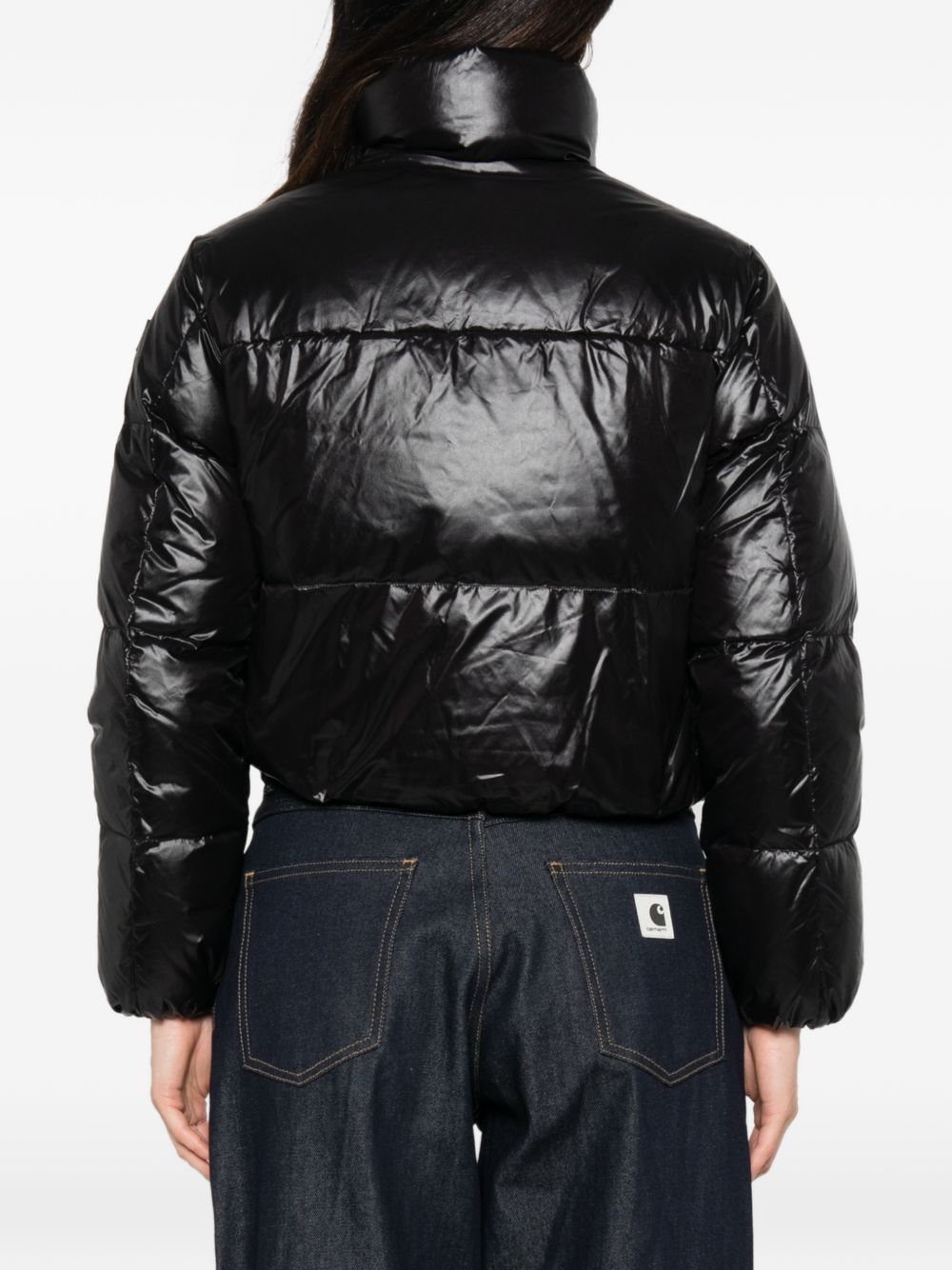 Peuterey Quilted Glossy Down Jacket — Black, view 3
