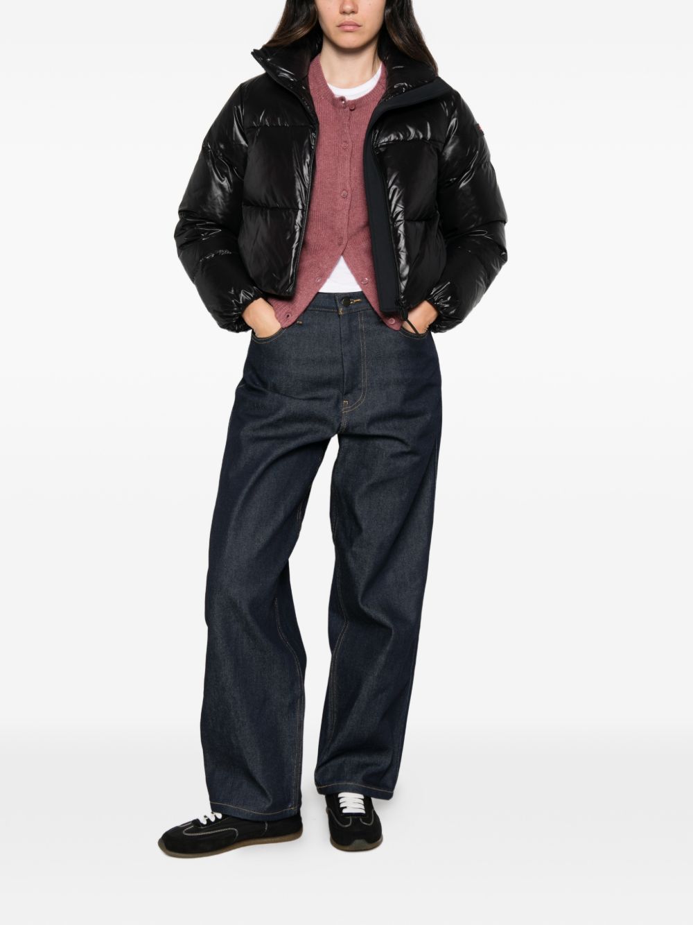 Peuterey Quilted Glossy Down Jacket — Black, view 4