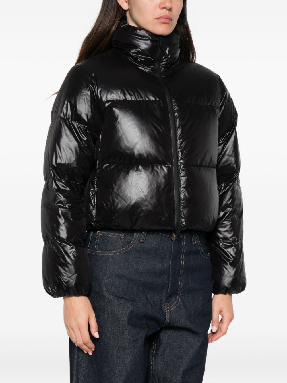 Peuterey Quilted Glossy Down Jacket — Black, view 5